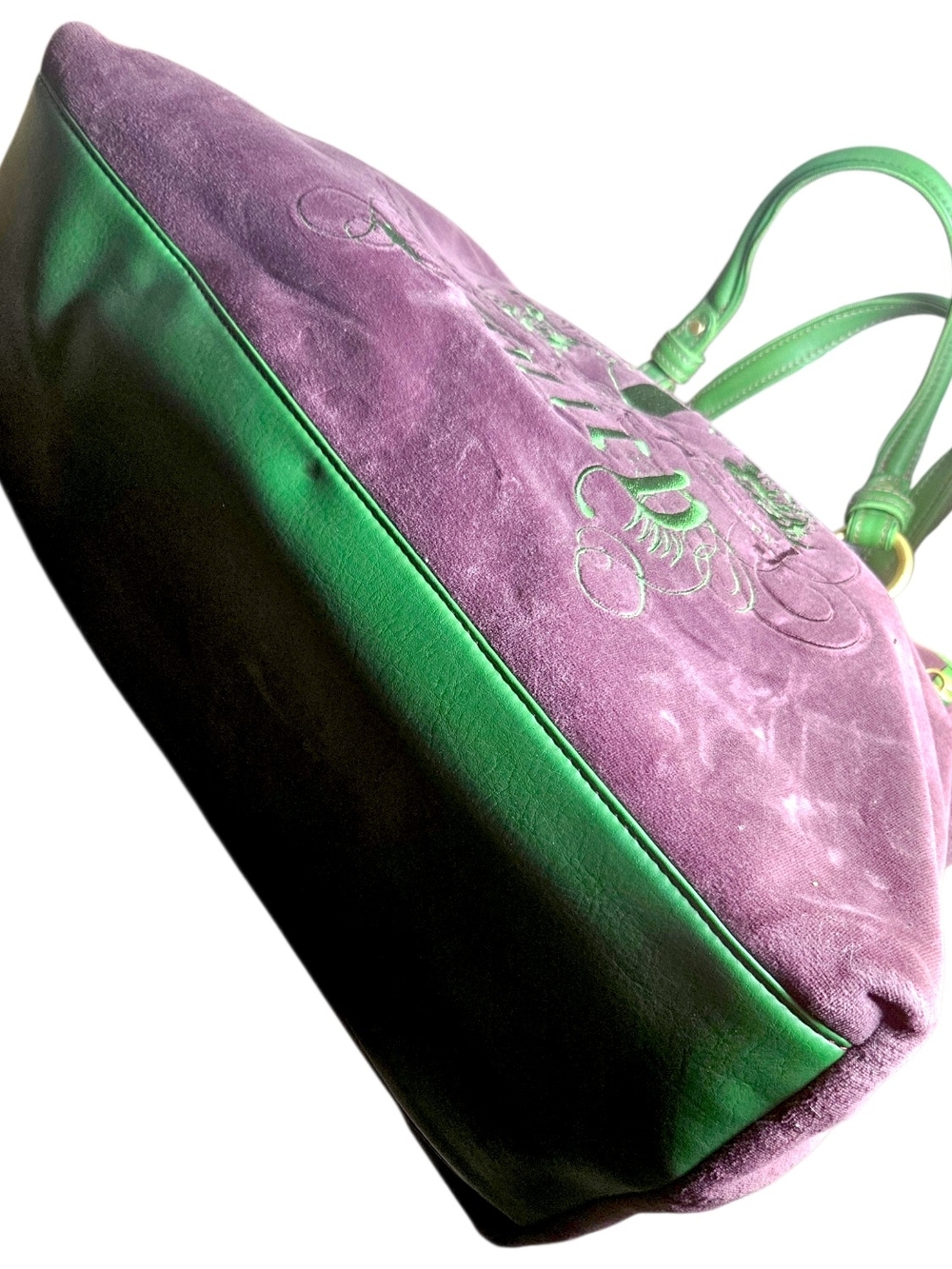 🎆MEMORIAL DAY SALE🎆 NWT Juicy Couture Purple & Green Suede Tote Bag - Picture 4 of 9